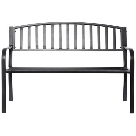 Gardenised Steel Garden Park Bench Cast Iron Frame Patio Lawn Yard Decor, Black Seating Bench for Yard, Patio, Garden, Balcony, and Deck QI003773